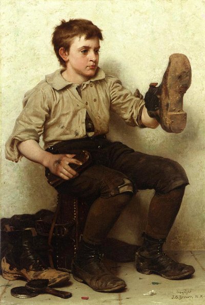 De laarzenjongen, c.1885-90 door John George Brown